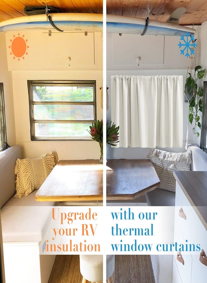 PANELSBURG Window Curtains 24 Inches Long Ivory Cream Short Sun Blocking for Kitchen Laundry Room Cabinet,Thermal Insulated Blackout Rod Pocket Small Cafe Curtain for Bathroom RV Camper Travel Trailers,2 Pack - Image 5